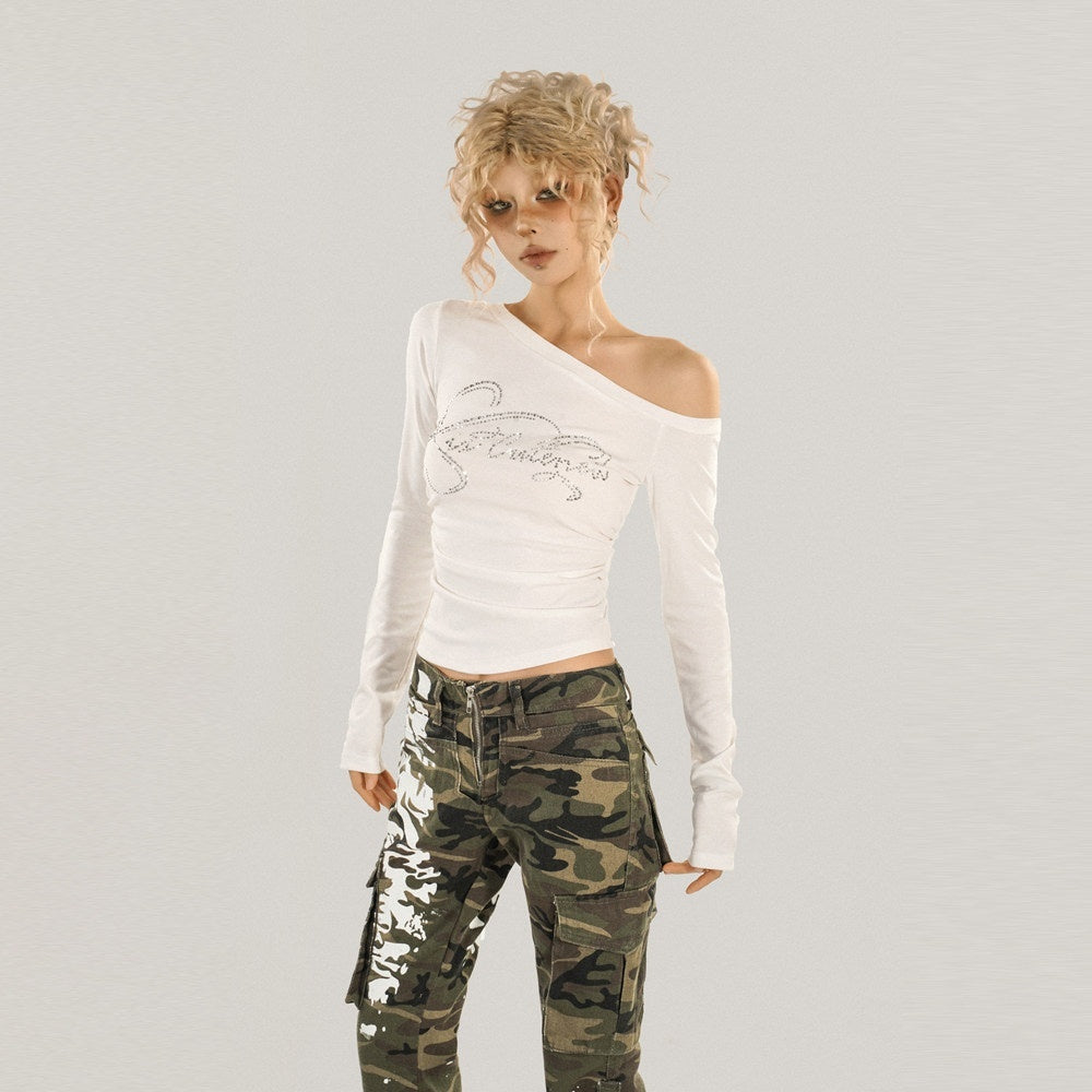 Nico_Molly_Rhinestone_Print_Slim_One_Shoulder_Sexy_Women_Text_Long_Sleeve_T-Shirts_MISSTT