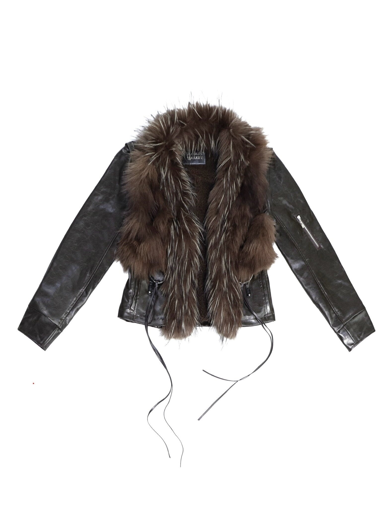 Flowers_birds_Market_Warm_Fur_Collar_Commuter_Slim_Fit_Short_Zip_Teen_Brown_Leather_Jackets_MISSTT