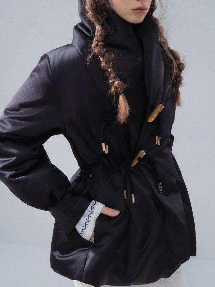 OfAkiva 90 Percent White Duck Down Slim High Waist Cropped Women Warm Down Jackets