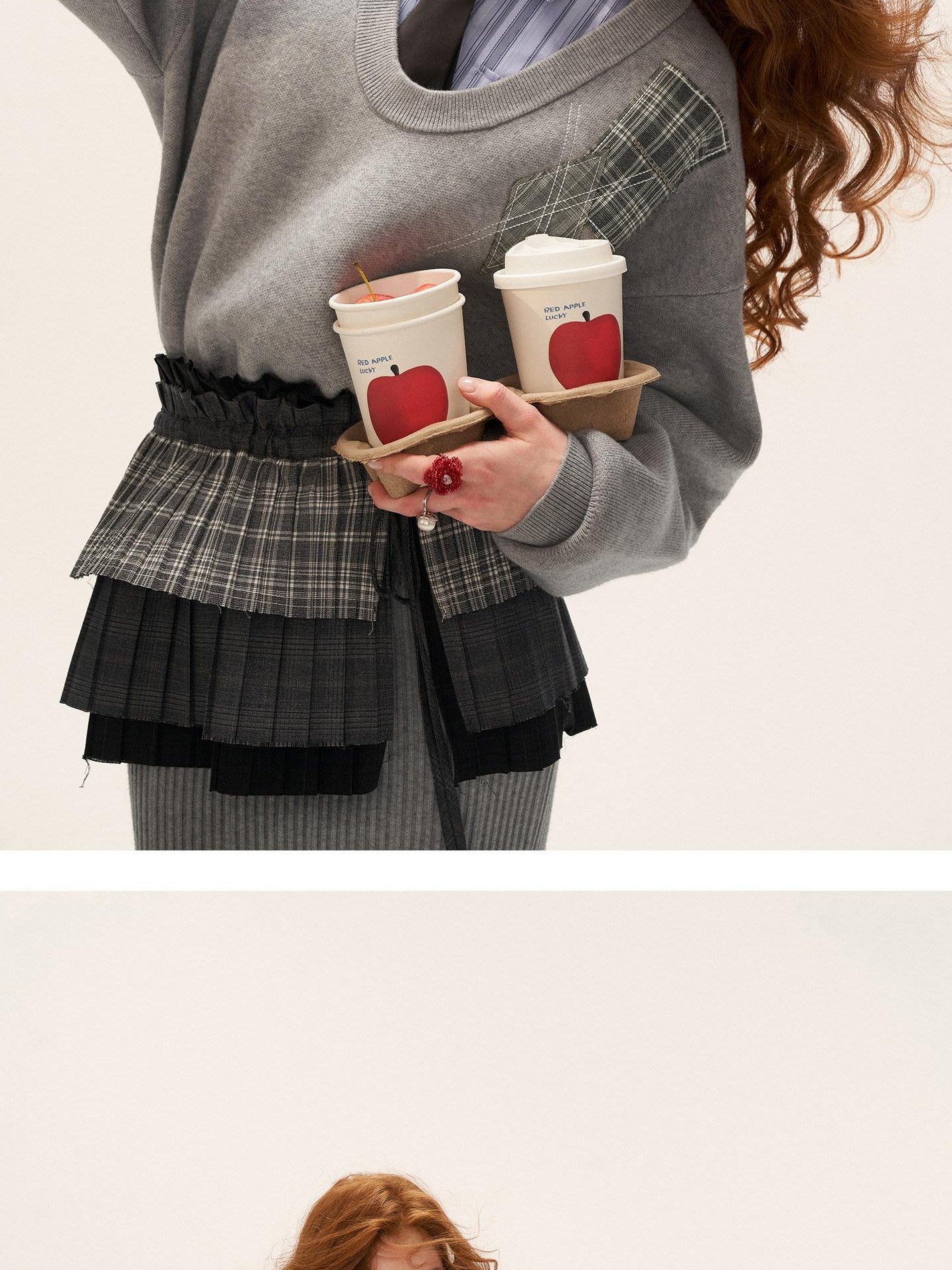 MAMC Slim V-neck Long Sleeve Preppy Bodycon Gray Casual Women Midi Dresses