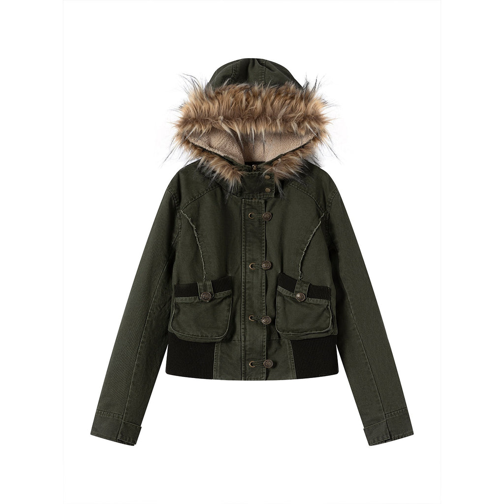 Cest_Nous_Cotton_Padded_Hooded_Straight_Fit_Women_Workwear_Zip_Front_Olive_Croppedjackets_MISSTT