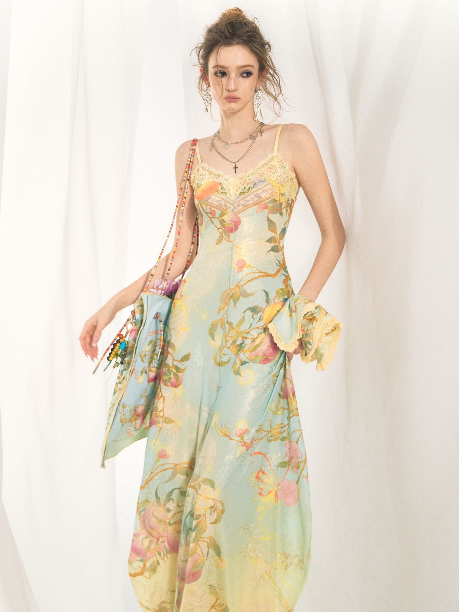 OfAkiva High Stretch Colorblock New Chinese Style A Line High Waist Women Maxi Dresses
