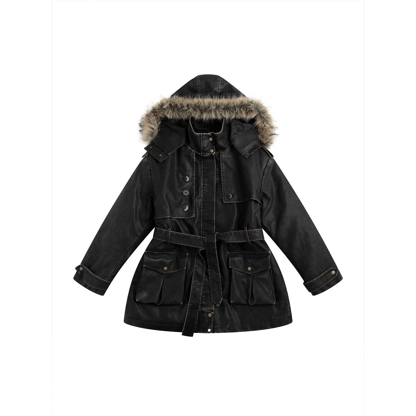 Cest_Nous_Insulated_Commuter_Hooded_Straight_Women_Washed_Black_Leatherjackets_MISSTT