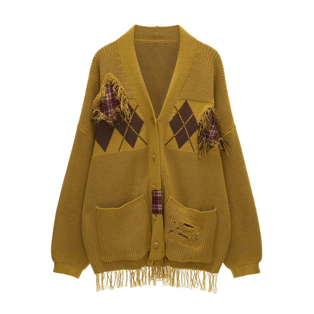 MAMC_Recycled_Rayon_Fringe_Relaxed_Fit_Mid_Length_Argyle_Workwear_Cardigans_MISSTT