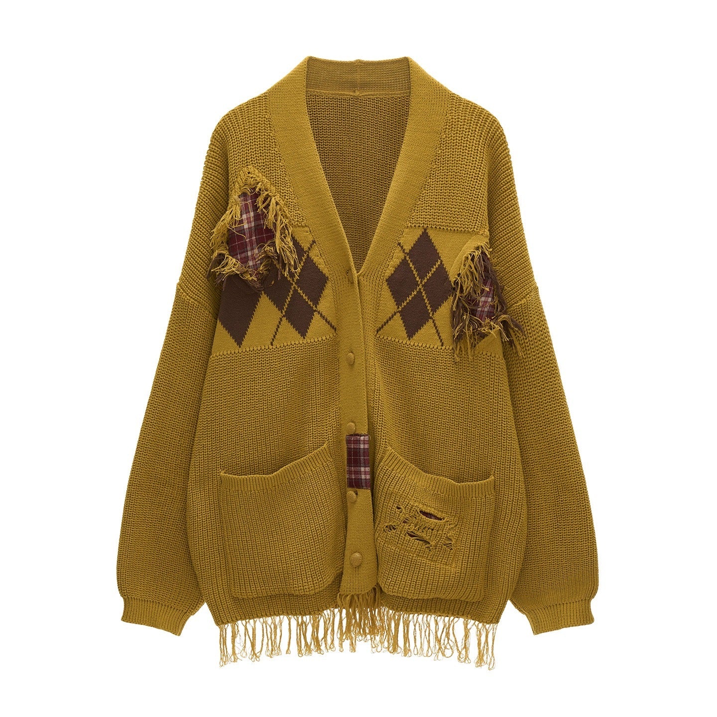 MAMC_Recycled_Rayon_Fringe_Relaxed_Fit_Mid_Length_Argyle_Workwear_Cardigans_MISSTT