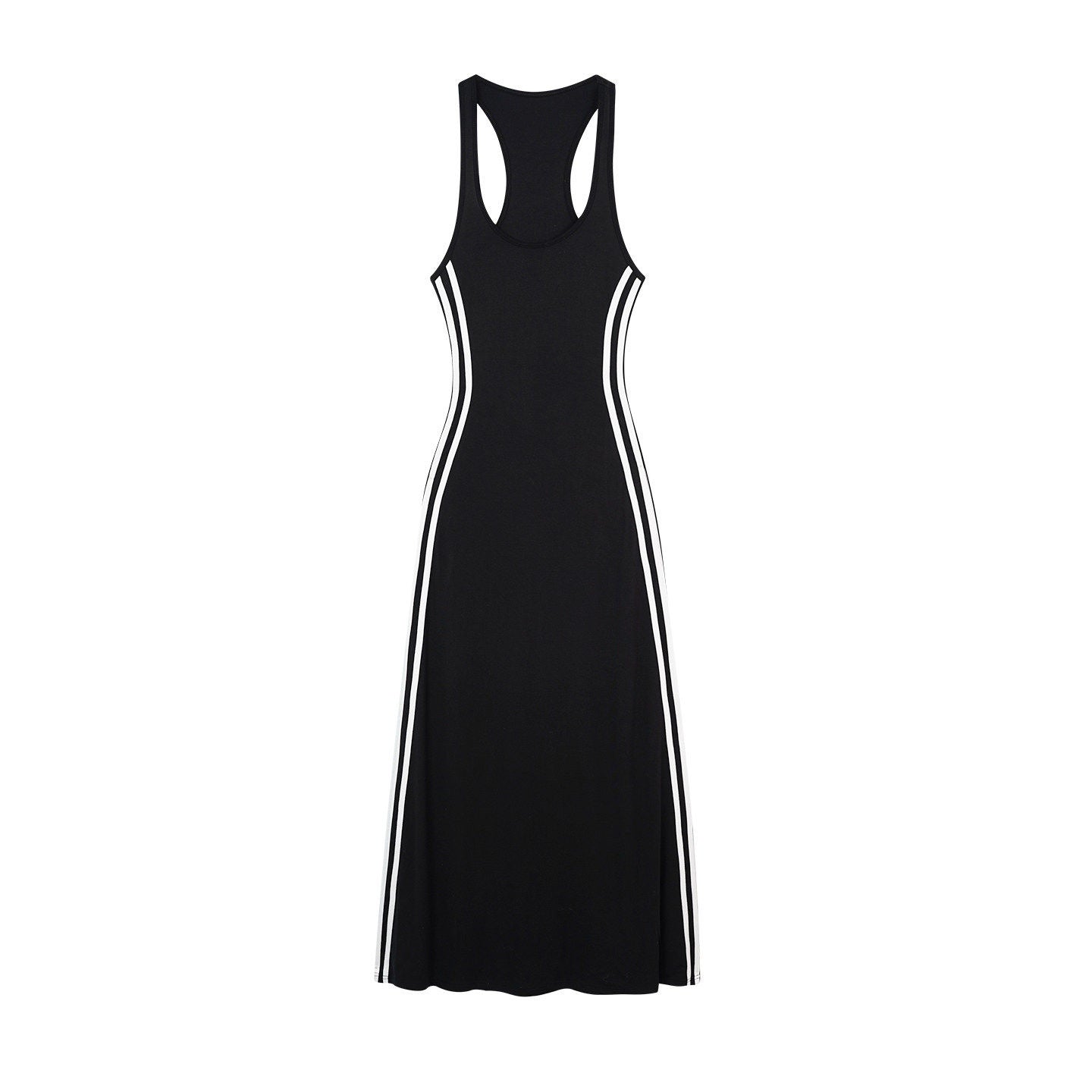 ZERO_Soft_Viscose_A_Line_Sleeveless_U_Neck_Slim_Fit_Casual_Black_Maxi_Dresses_MISSTT