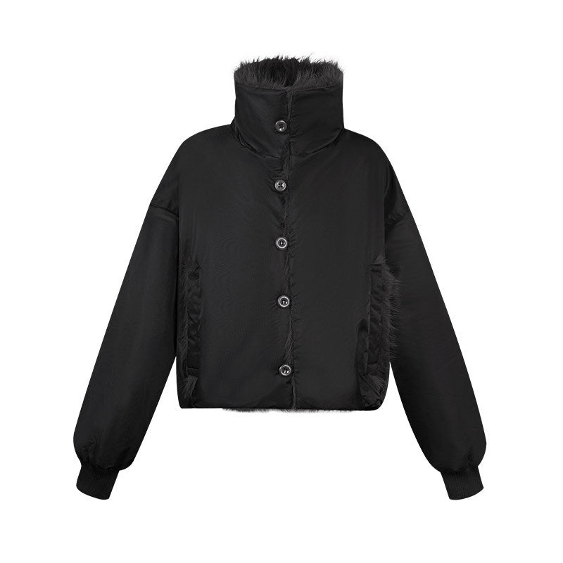 ZERO_Thick_Fur_Collar_Vintage_Loose_Fit_Button_Women_Polyester_Puffer_Jackets_MISSTT