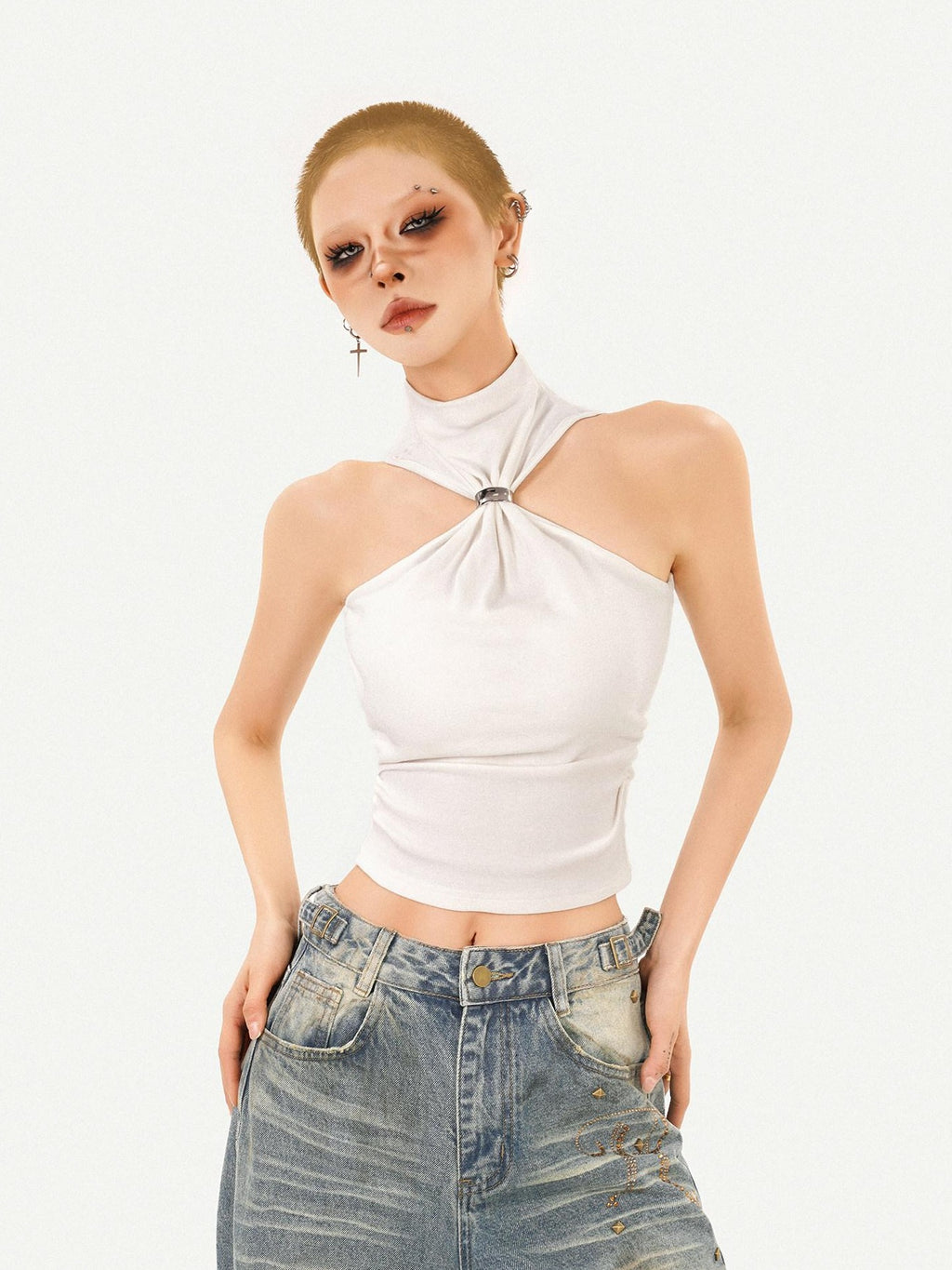 Nico Molly Padded Halter Slim Fit Street Style Casual Outerwear Women Solid Camisoles