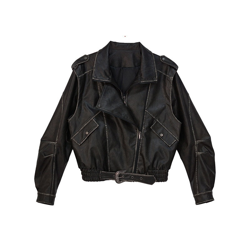 Cest_Nous_Washed_Pu_Leather_Zipper_Loose_Fit_Street_Youth_Black_Brown_Bomberjackets_MISSTT