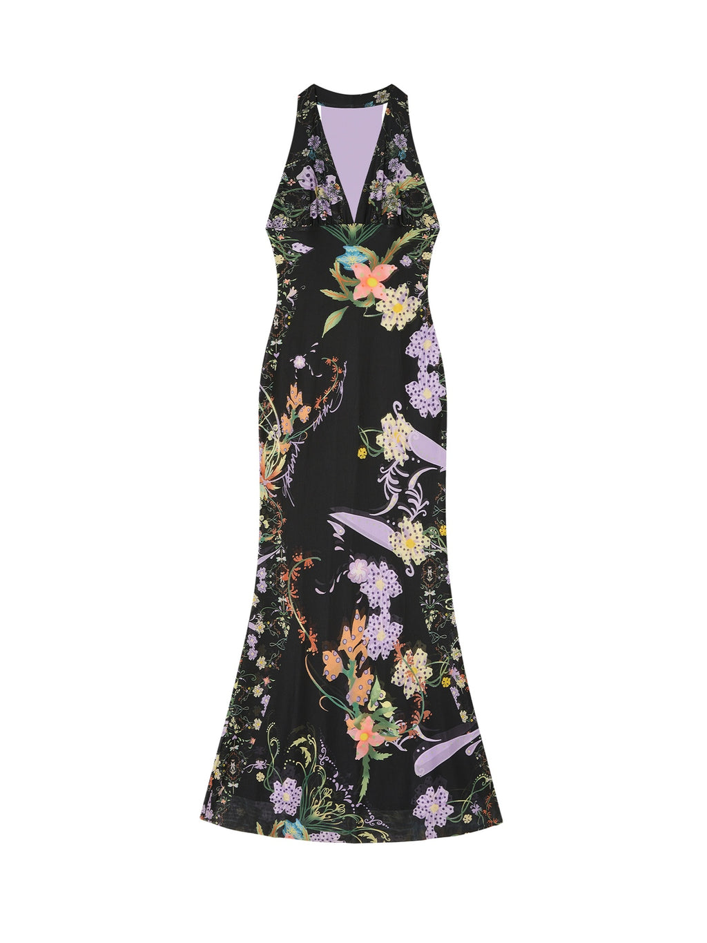 OfAkiva French Colorblock High Waist V-neck Sleeveless Fishtail Women Maxi Dresses