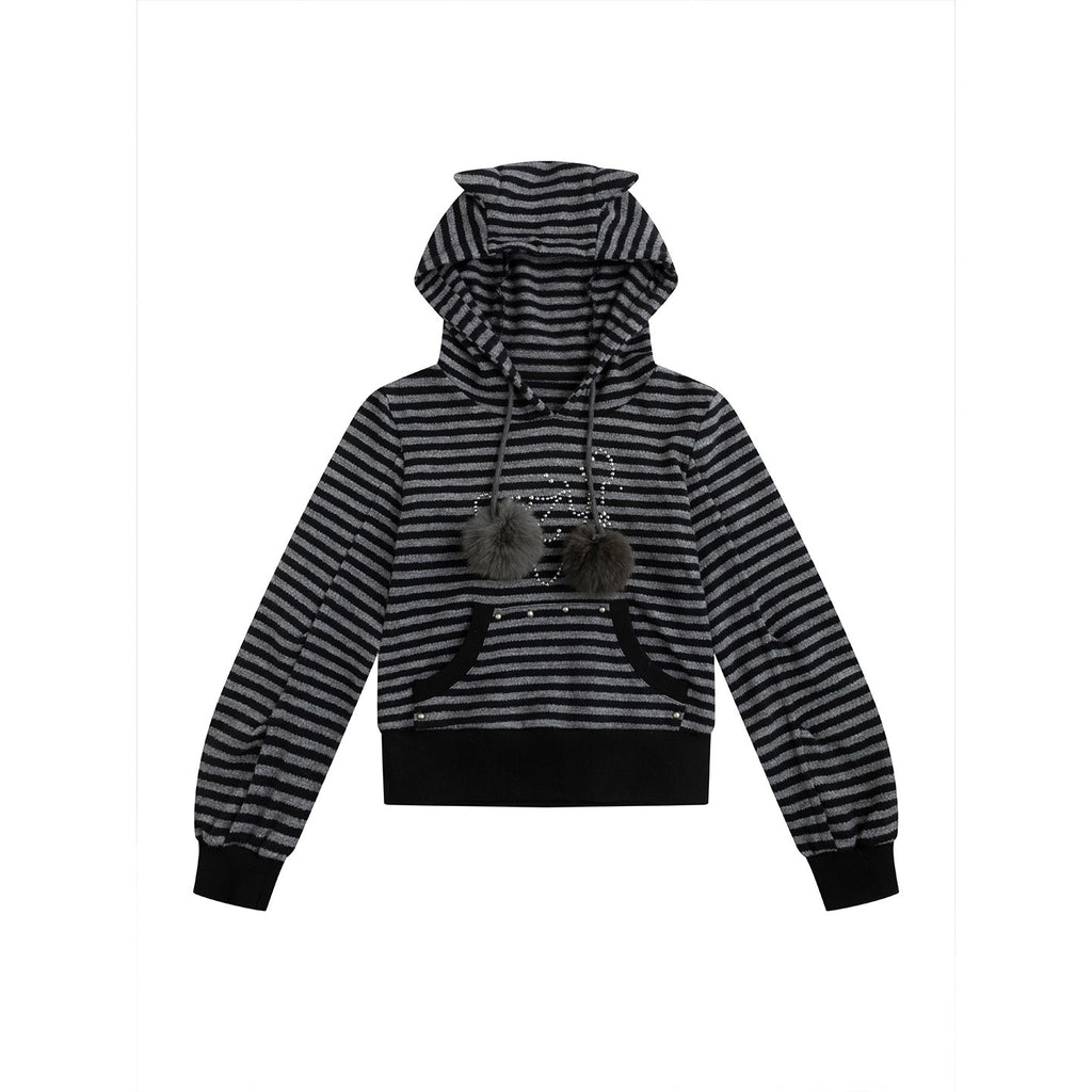 Cest_Nous_Acrylic_Blend_Loose_Fit_Commuter_Pullover_Women_Striped_Black_Gray_Hooded_Hoodie_MISSTT