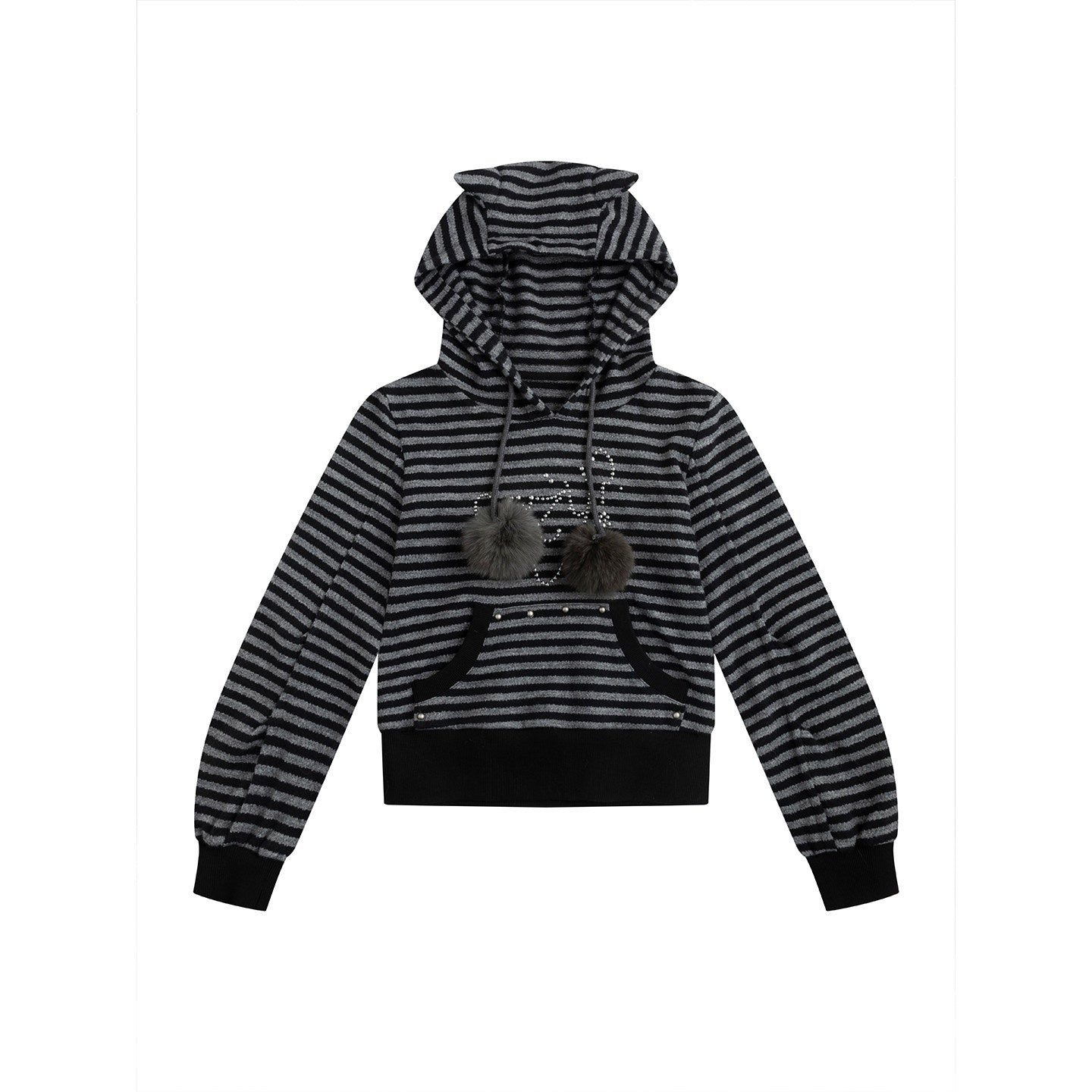 Cest_Nous_Acrylic_Blend_Loose_Fit_Commuter_Pullover_Women_Striped_Black_Gray_Hooded_Hoodie_MISSTT