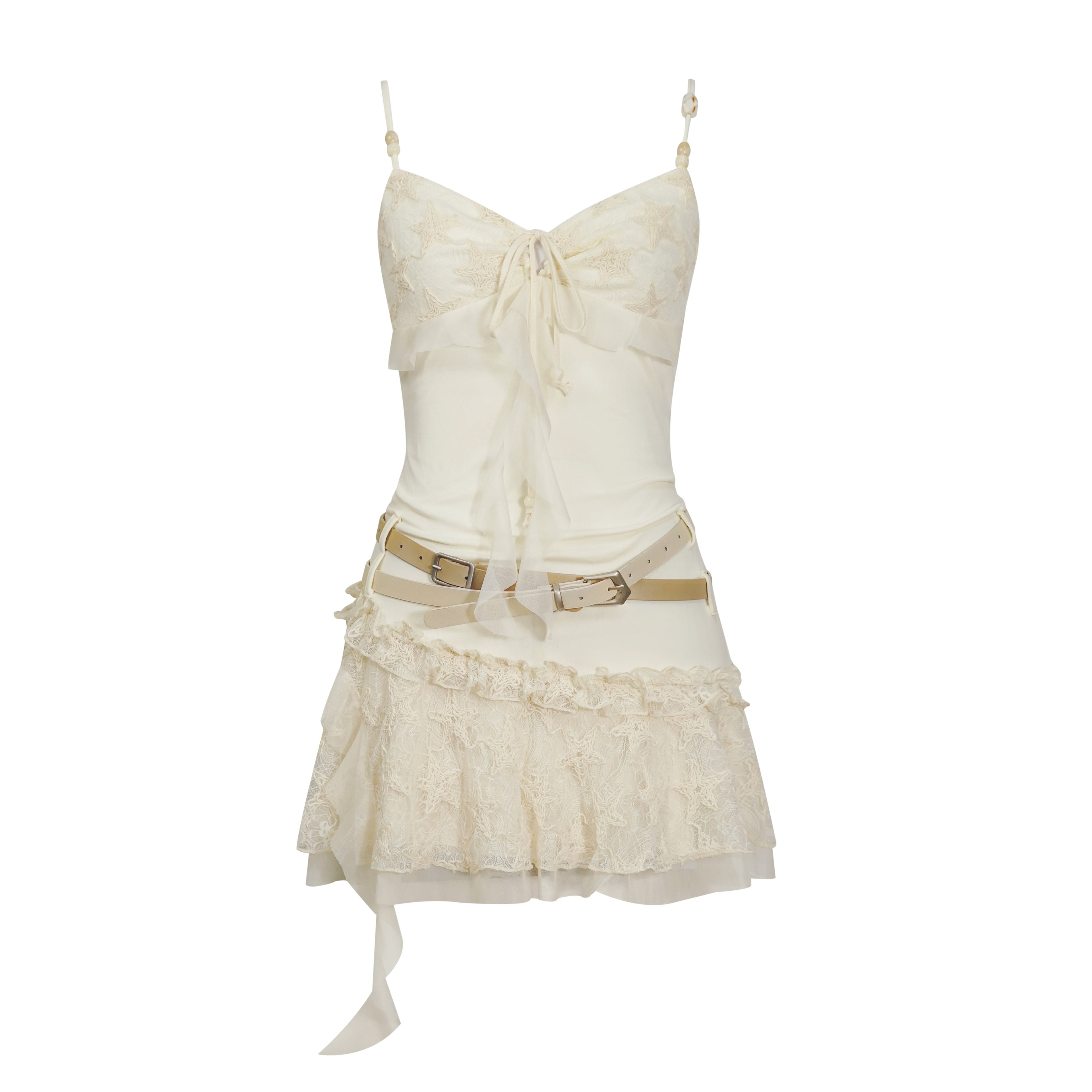 Cest_Nous_Cinched_Waist_Ruched_Spaghetti_Strap_Street_A_Line_Casual_Cotton_Minidresses_MISSTT