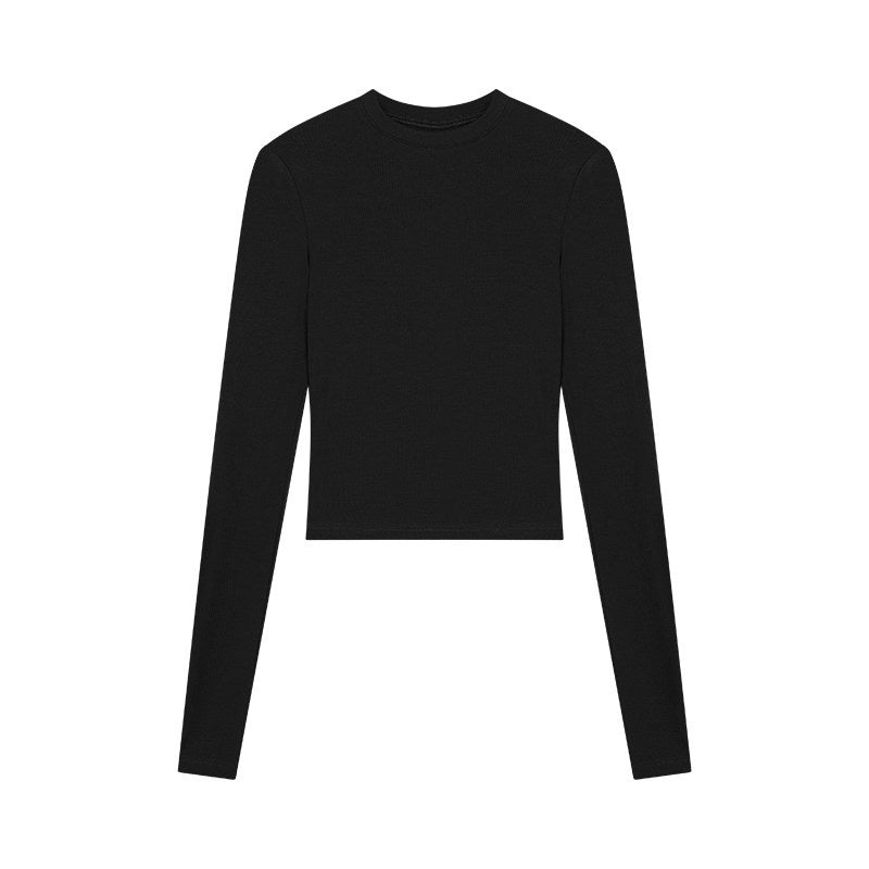 ZERO_High_Stretch_Tie_Crop_Tee_Slim_Fit_Long_Sleeve_Solid_Top_&_Pants_Sets_MISSTT