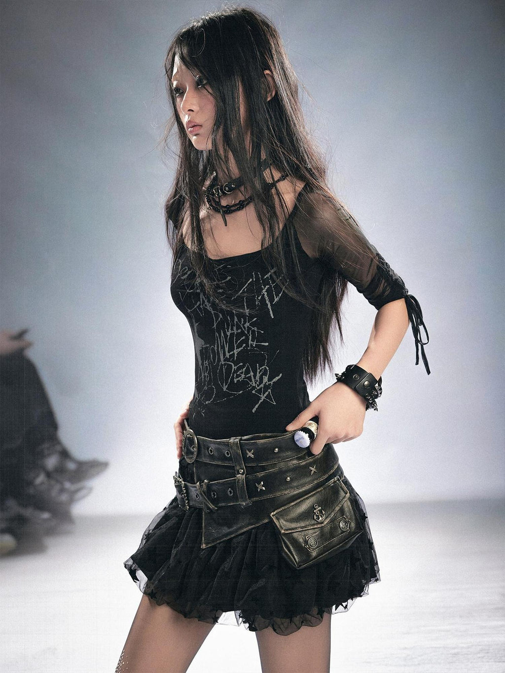 Cest Nous Double Strap High Waist Distressed Slim Fit Women Pu Leather Belts