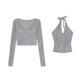 ZERO_Embroidered_Slim_V-neck_Vest_Cardigan_Three_Piece_Viscose_Women_Top_&_Pants_Sets_MISSTT