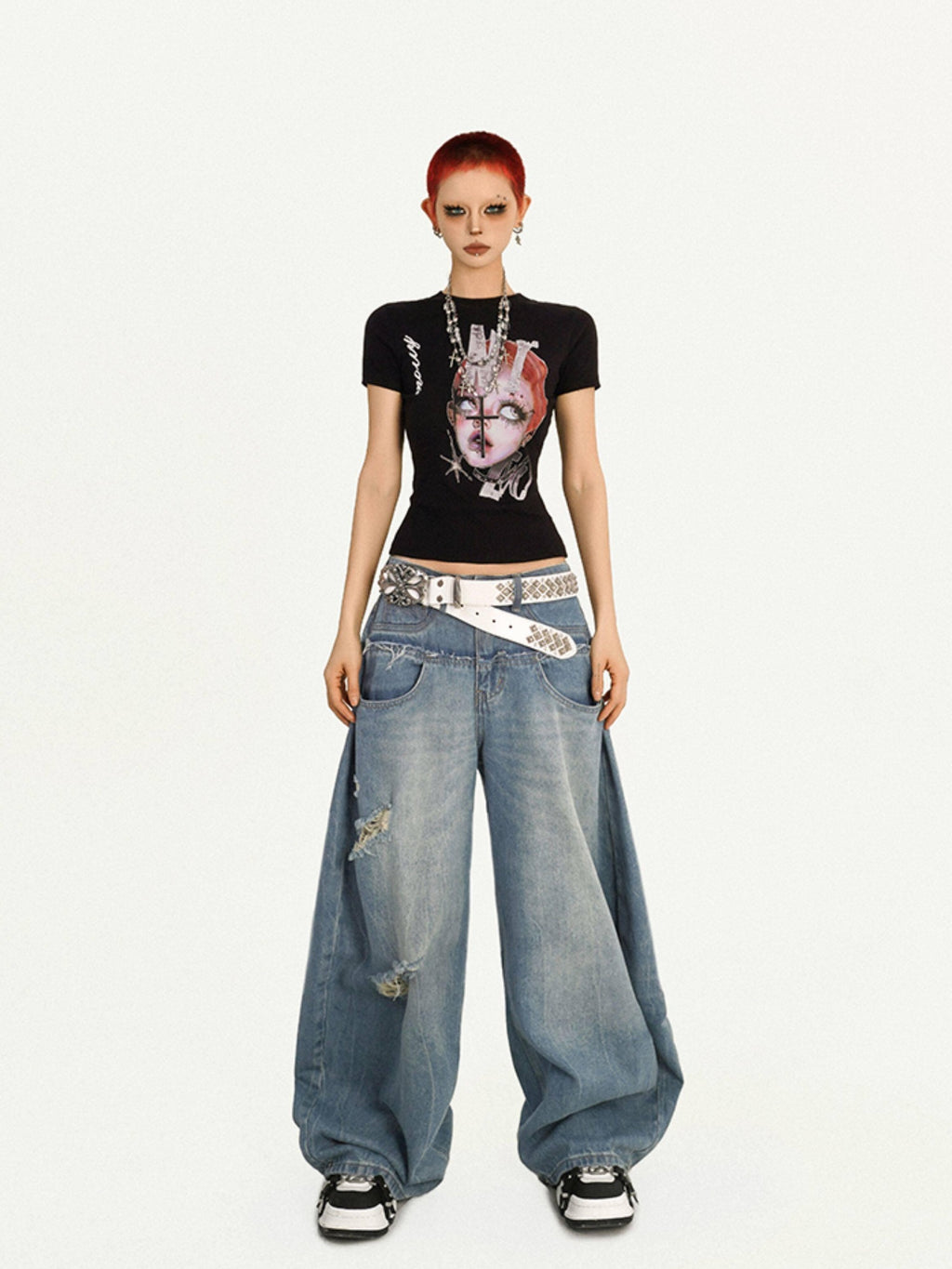 Nico Molly Moisture Wicking Slim Casual Creative Print Round Neck Women Basic Crop Tops