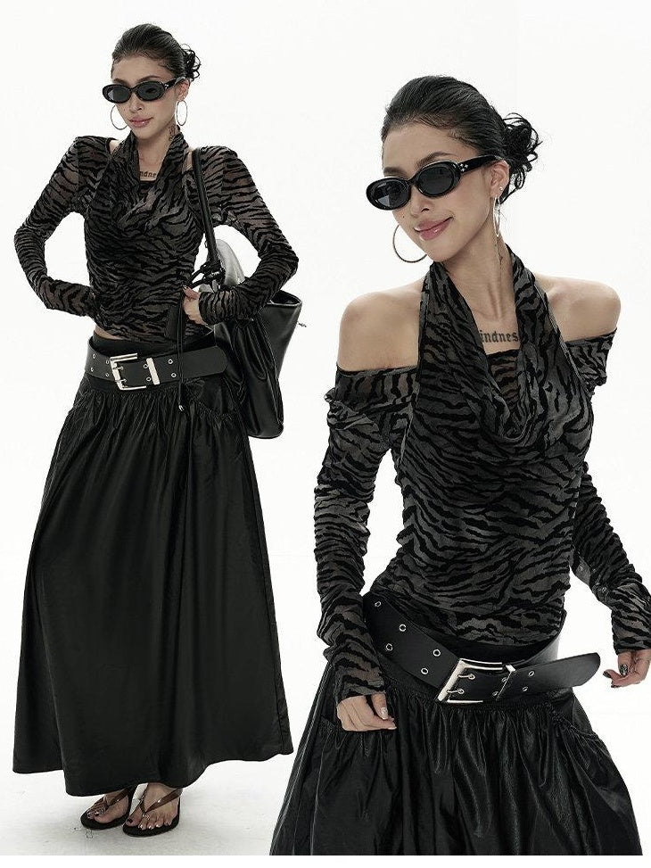 ZERO Printed Layered Slim Casual Women Leopard Zebra Long Sleeve T-Shirts