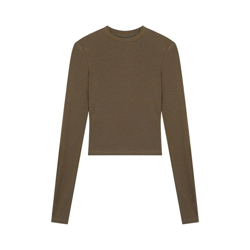 ZERO_High_Stretch_Tie_Crop_Tee_Slim_Fit_Long_Sleeve_Solid_Top_&_Pants_Sets_MISSTT