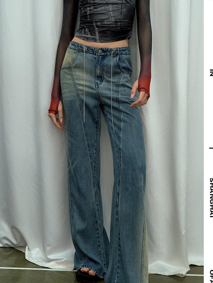 OfAkiva High Rise Tencel Light Washed Outdoor Loose Fit Women Wide Leg Jeans