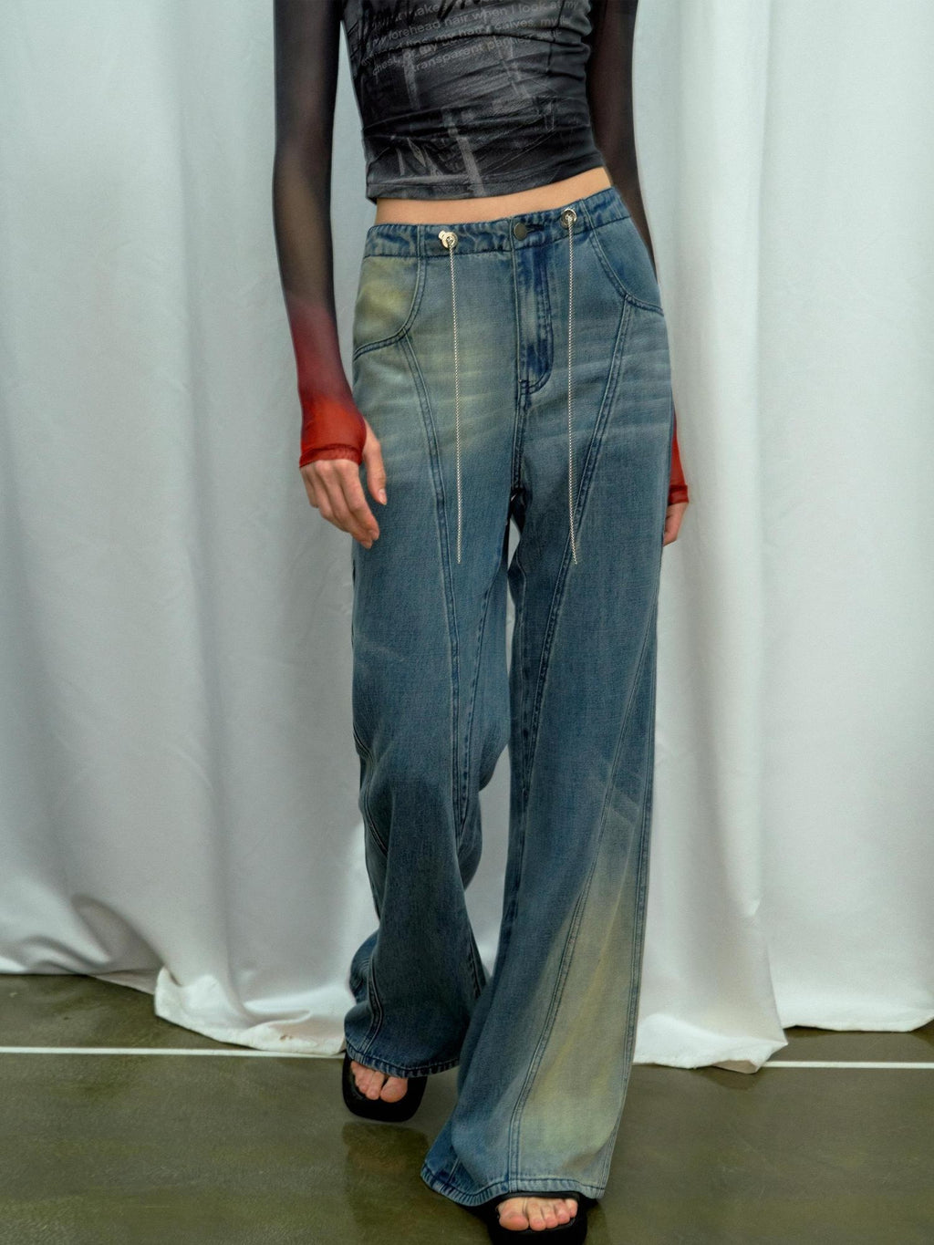 OfAkiva High Rise Tencel Light Washed Outdoor Loose Fit Women Wide Leg Jeans