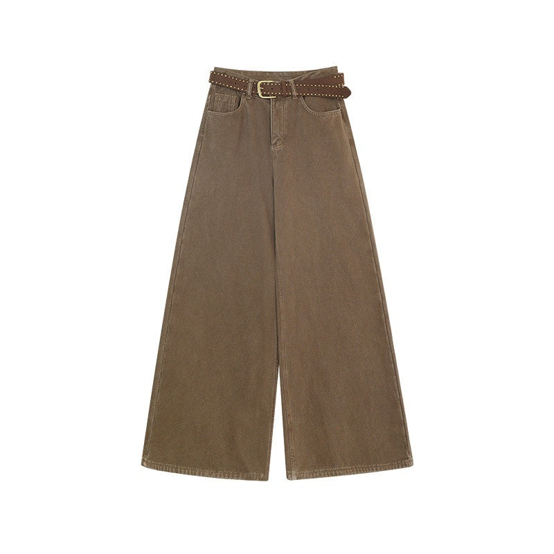 ZERO_Vintage_Low_Rise_Cotton_Casual_Women_No_Stretch_Brown_Wide_Leg_Jeans_MISSTT