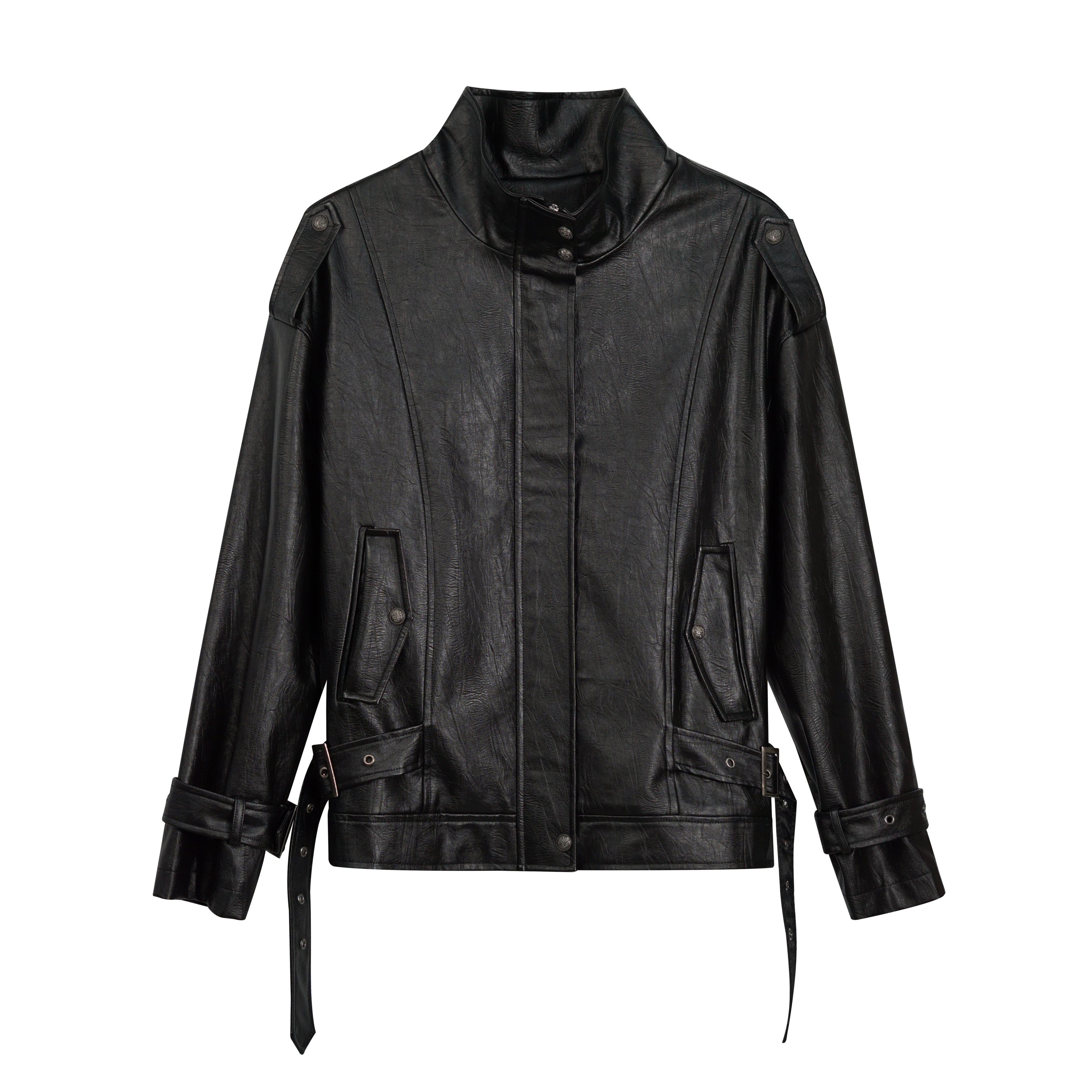 Cest_Nous_Zipper_Pu_Leather_Loose_Commuter_Stand_Collar_Long_Sleeve_Black_Leatherjackets_MISSTT