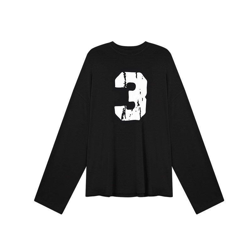 ZERO_Viscose_Knit_Loose_Midlength_Number_Print_Round_Neck_Unisex_Long_Sleeve_T-Shirts_MISSTT