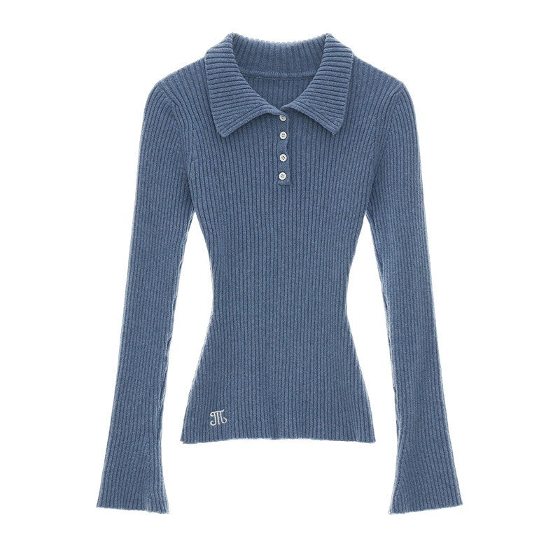 MAMC_Minimalist_Office_Slim_Fit_Polo_Collar_Button_Long_Sleeve_Women_Purple_Knitwear_MISSTT