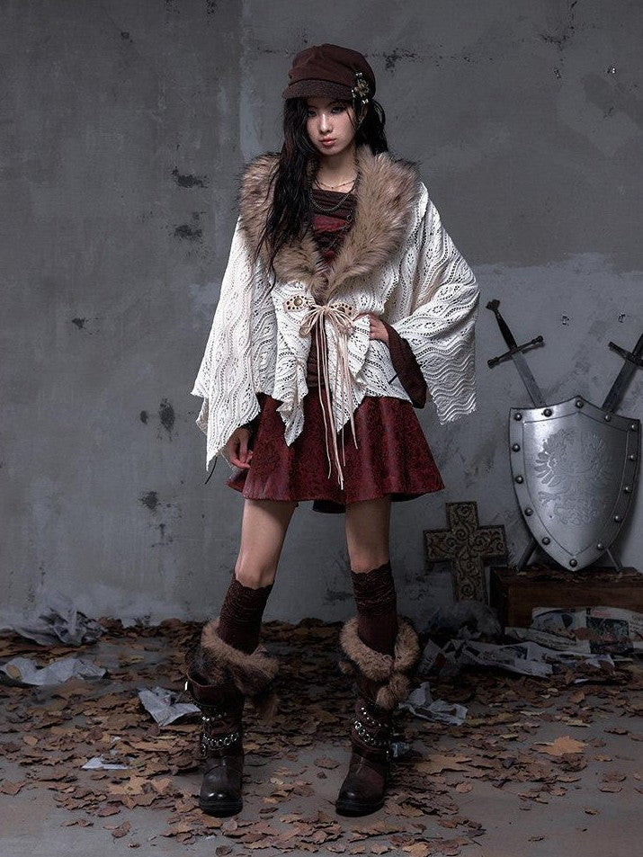 NO ROMANCE Punk Leather Trim One Shoulder Long Sleeve Aline Women'S Knit Mini Dresses
