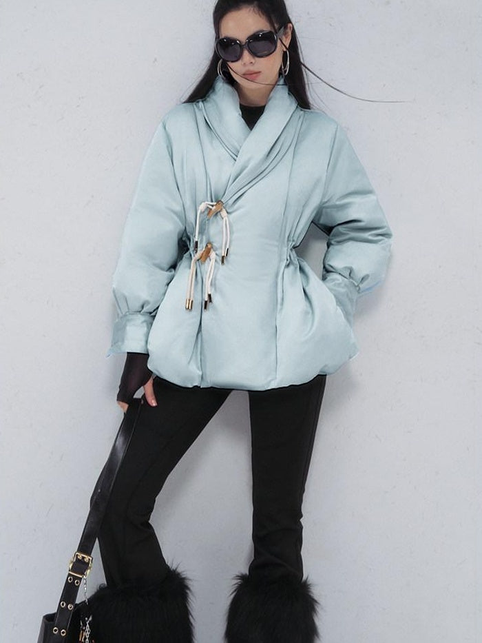 OfAkiva 90 Percent White Duck Down Slim High Waist Cropped Women Warm Down Jackets