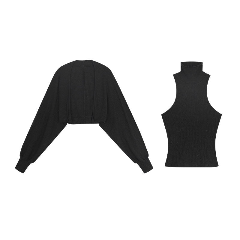 ZERO_High_Stretch_Cropped_High_Neck_Two_Piece_Sexy_Casual_Women_Viscose_Cardigans_MISSTT