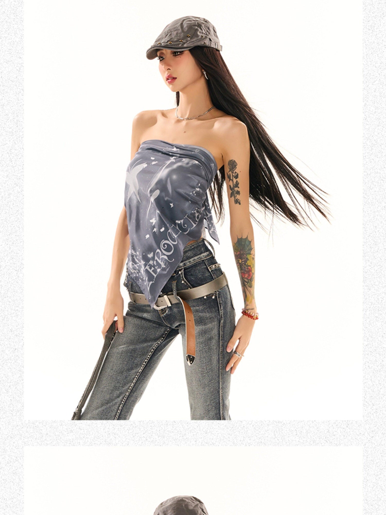 ZERO Decorative Polyester Scarf Style Oversized Letter Print Unisex Tube Tops