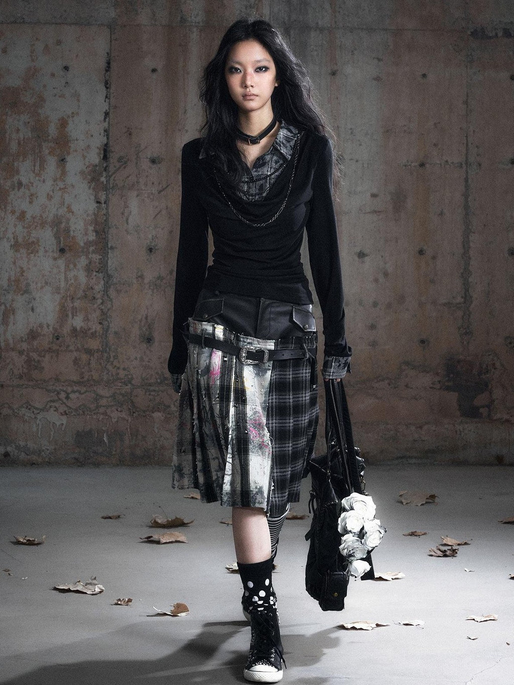 Cest Nous Tencel Non Deforming Punk Slim Printed Polo Collar Women Longsleevet-Shirts