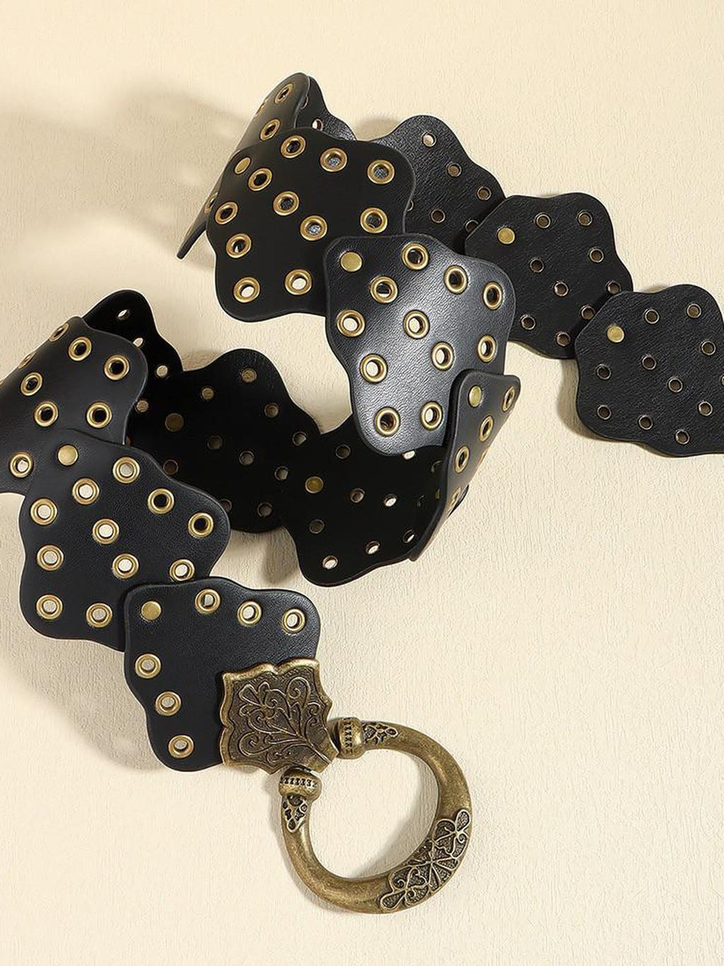 REDDACHIC Vintage Ethnic Patchwork Cutout Studded Wide Women'S Soft Pu Belts