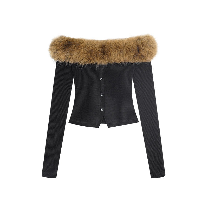 ZERO_Sweet_Slim_Viscose_Bardot_Neck_Button_Detail_Women_Daily_Long_Sleeve_Crop_Tops_MISSTT