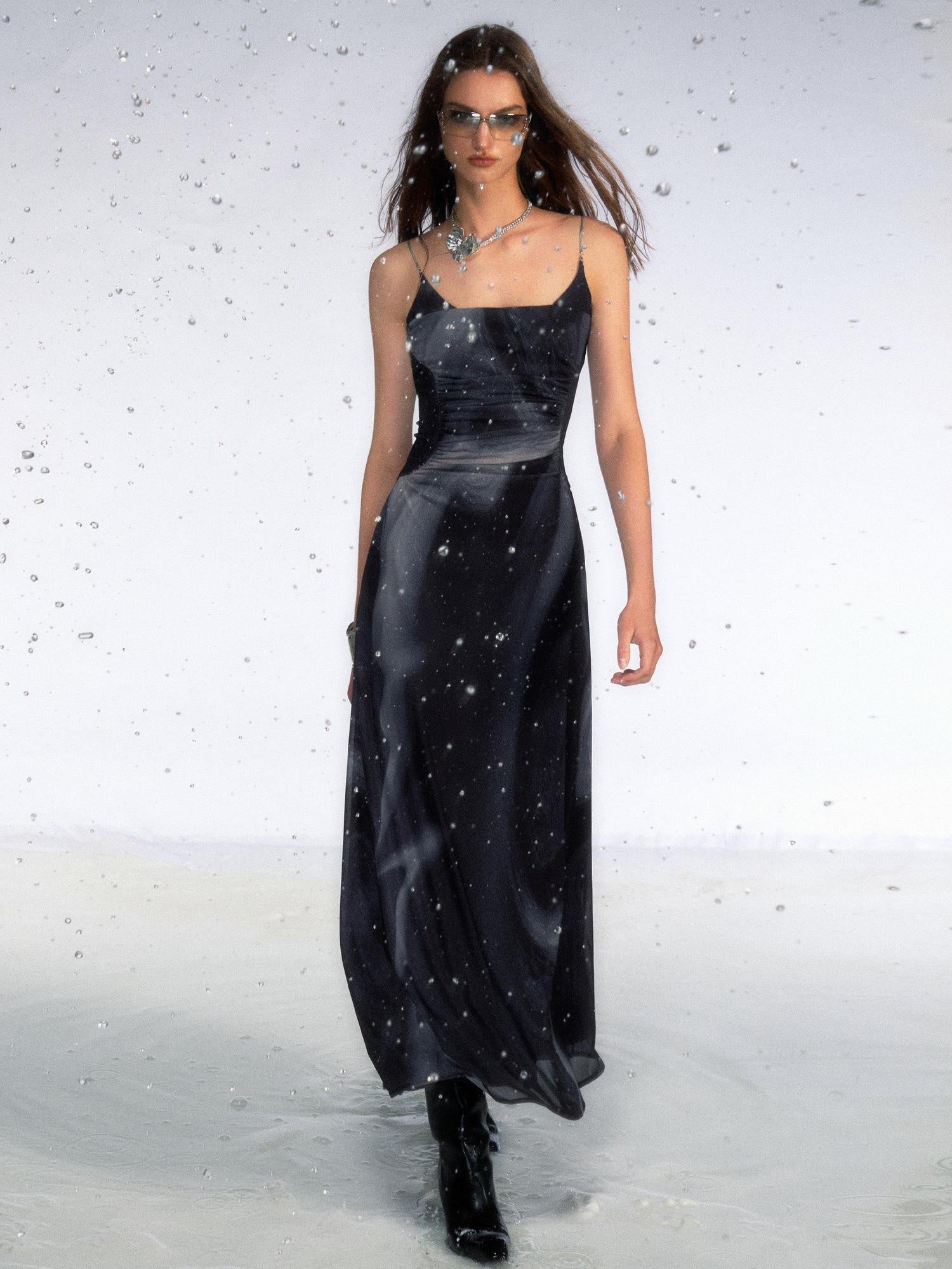 OfAkiva Colorblock High Waist A Line Slim Sleeveless U Neck City Maxi Dresses
