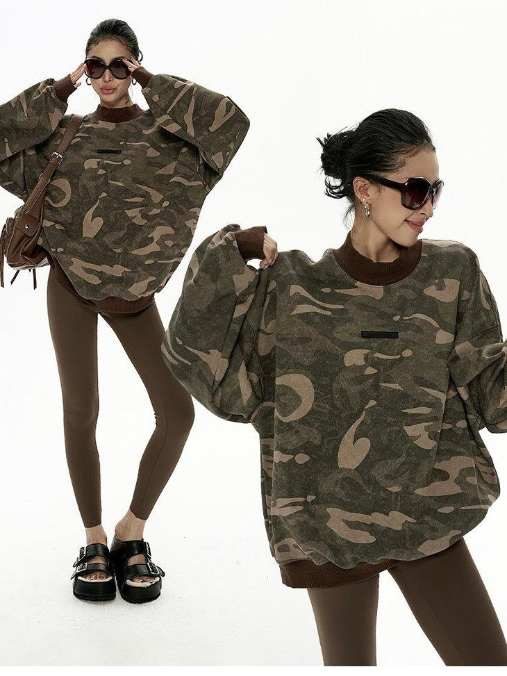 ZERO Cozy Cotton Fleece Option Street Style Oversized Crew Neck Women Sweatshirt
