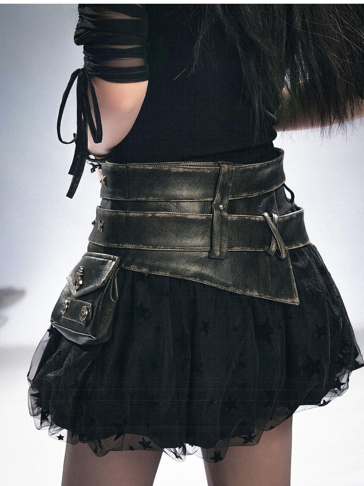 Cest Nous Double Strap High Waist Distressed Slim Fit Women Pu Leather Belts