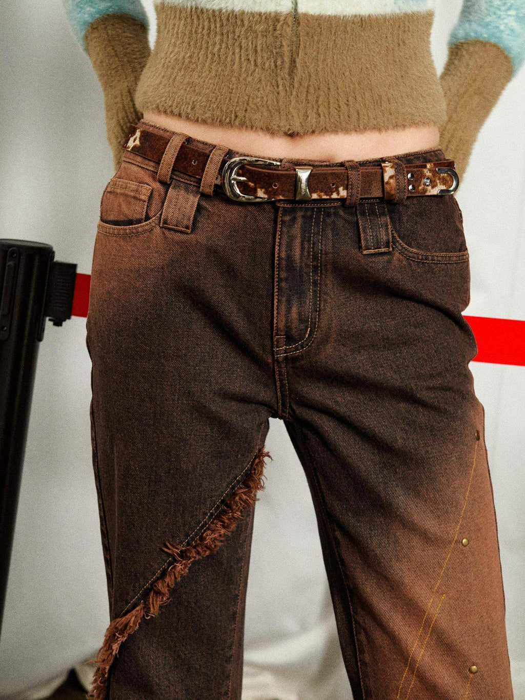 OfAkiva Minimal Commuter Unisex Black And Brown Adjustable Waist Belts