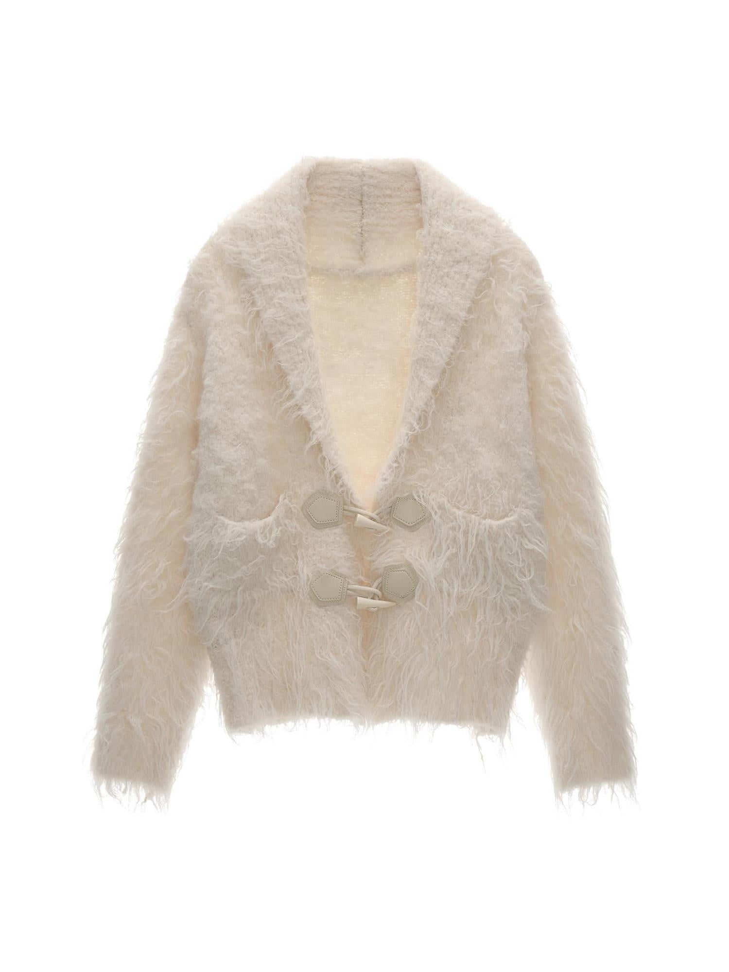 MAMC Acrylic Wool Blend Relaxed Lapel Collar Women Commuter Open Knit Cardigans