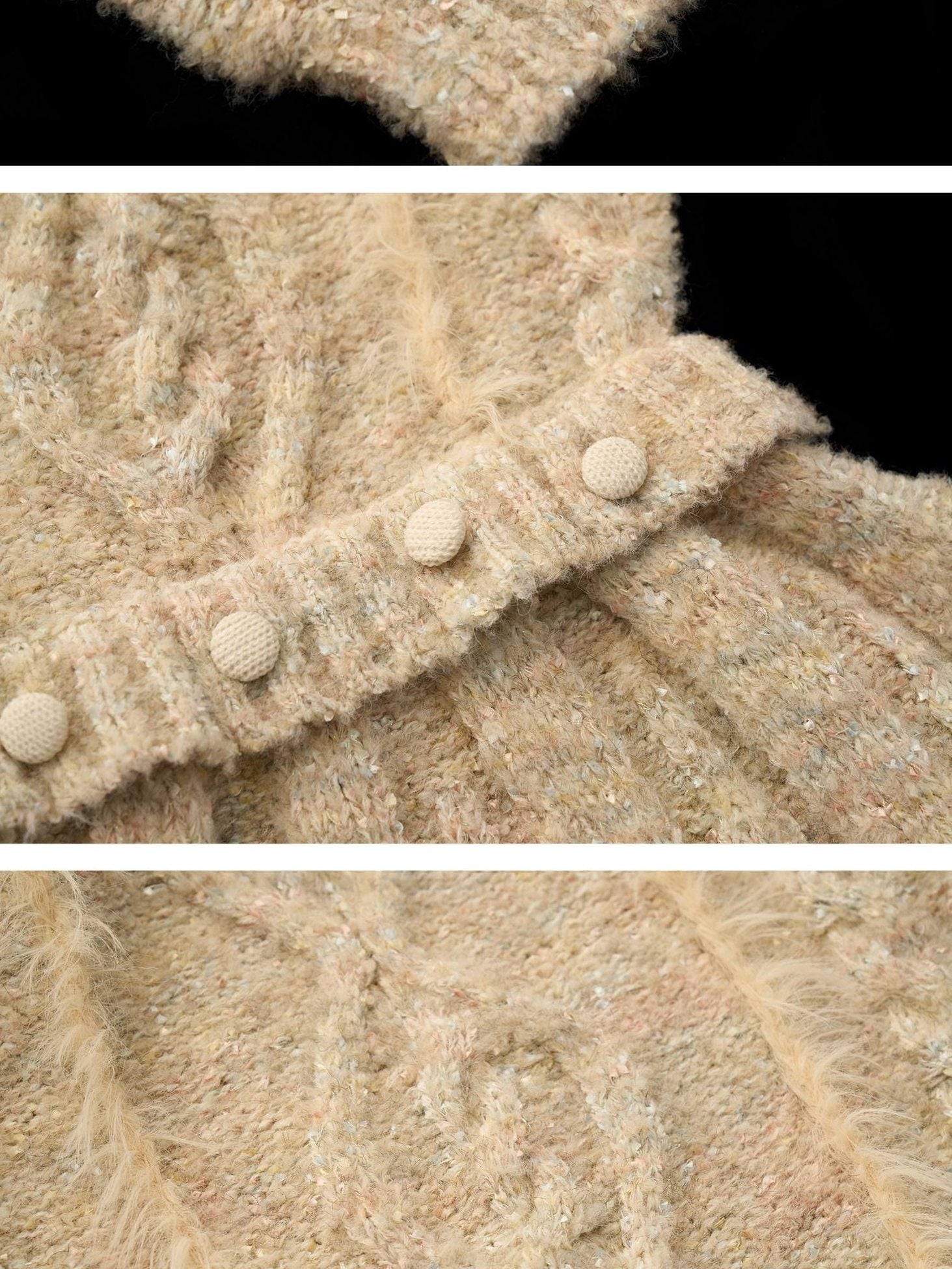 MAMC Soft Knit Waist Cinch Preppy Loose Lapel Collar Women Beige Mini Dresses