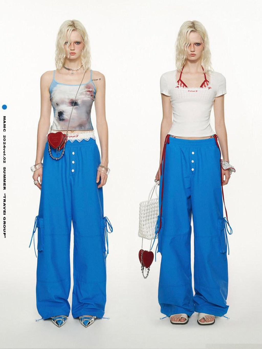 MAMC Minimalist Commuter Mid Rise Pockets Blue Polyester Women Straight Pants