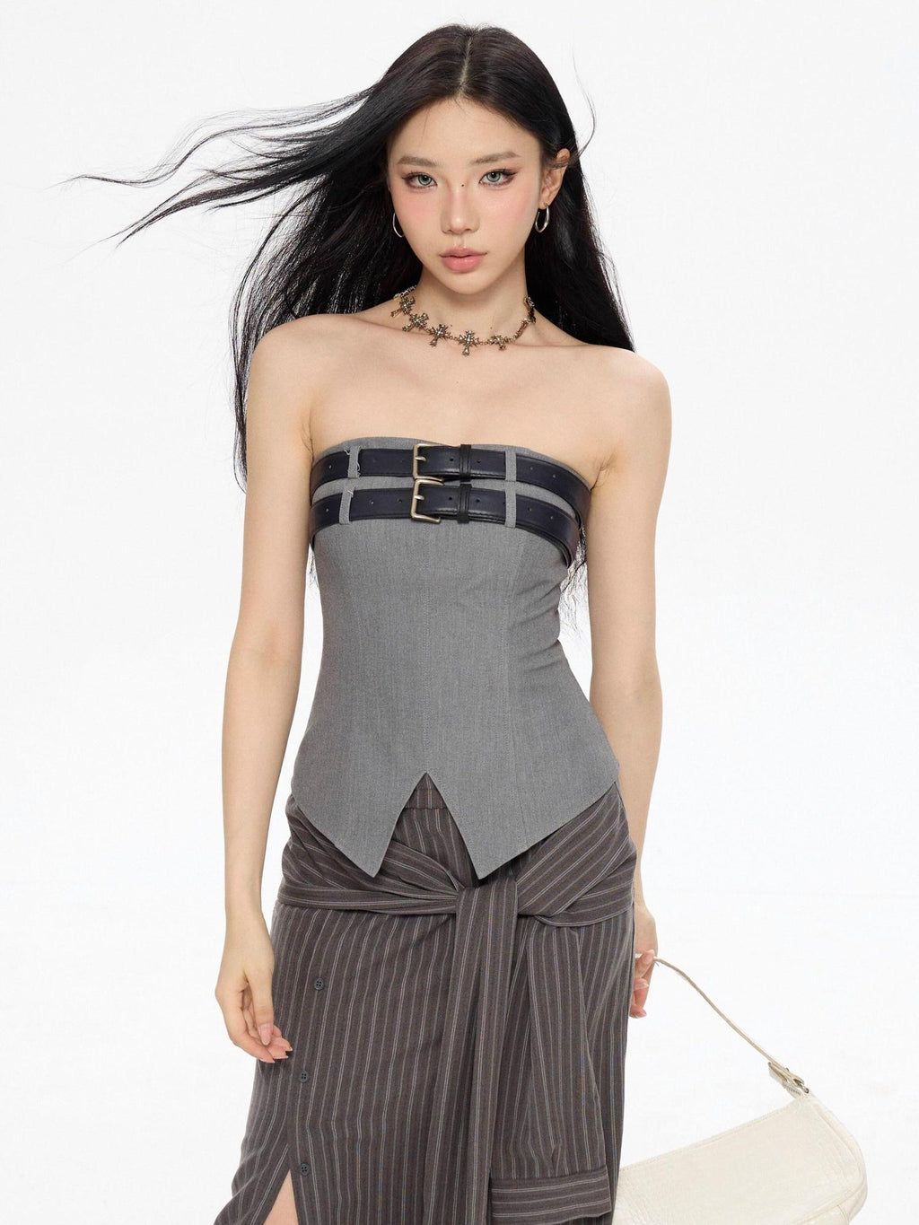 ZERO Slim Fit Woven Polyester Padded Korean Japanese Casual Women Tube Tops