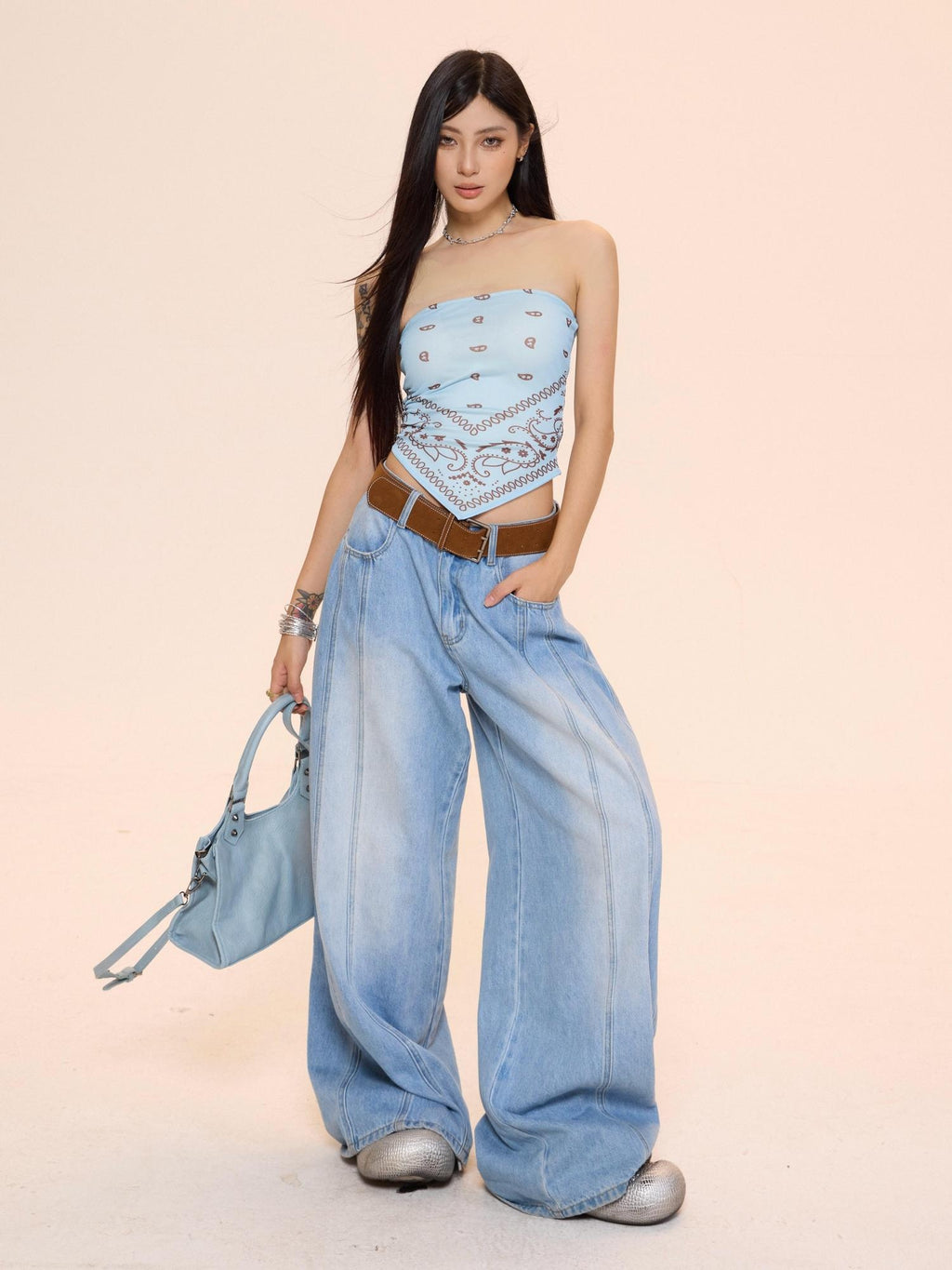 ZERO Built In Pad High Stretch Slim Printed Korean Casual Cropped Women Tube Tops