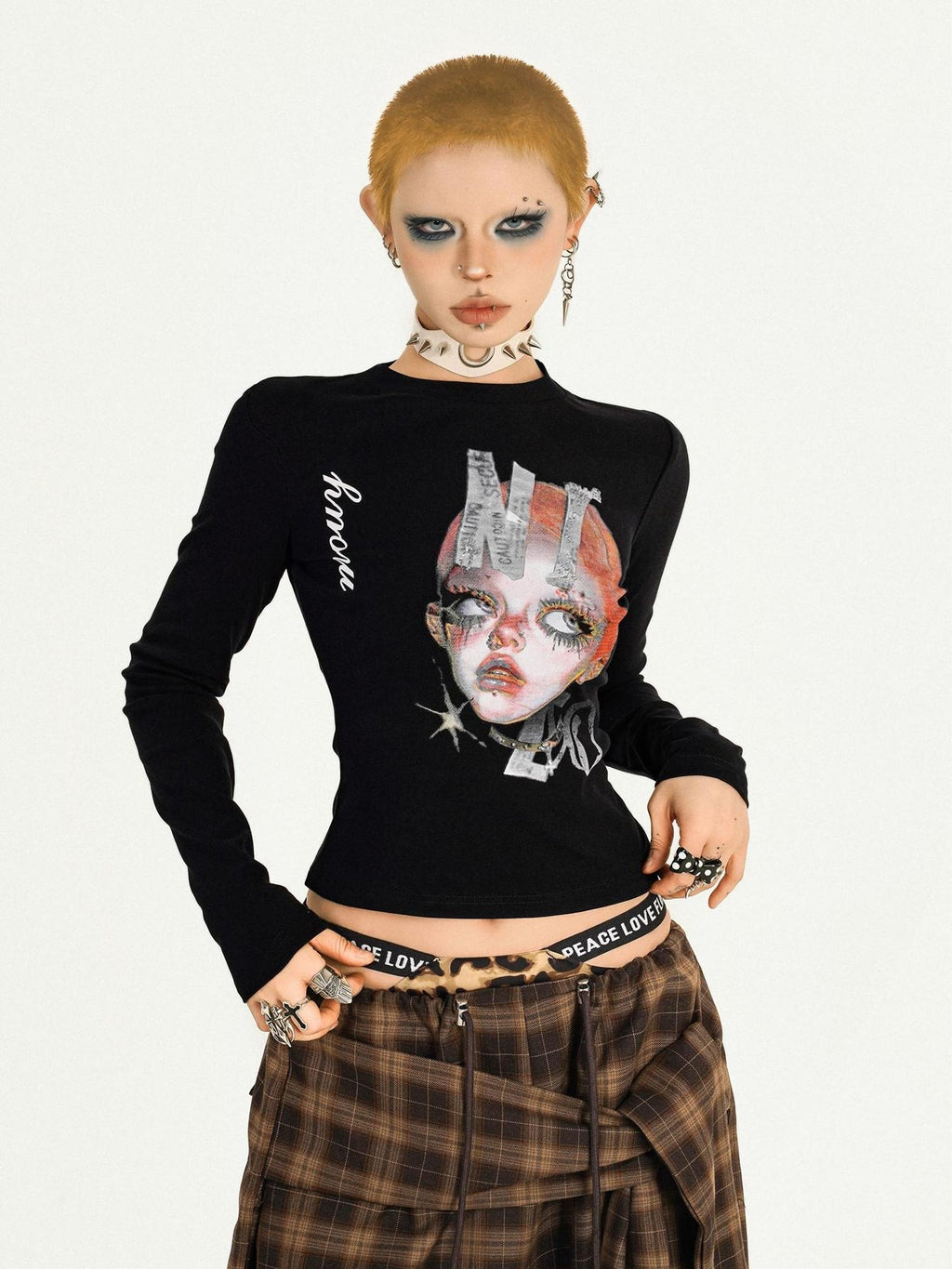 Nico Molly Moisture Wicking Slim Casual Creative Print Round Neck Women Basic Crop Tops