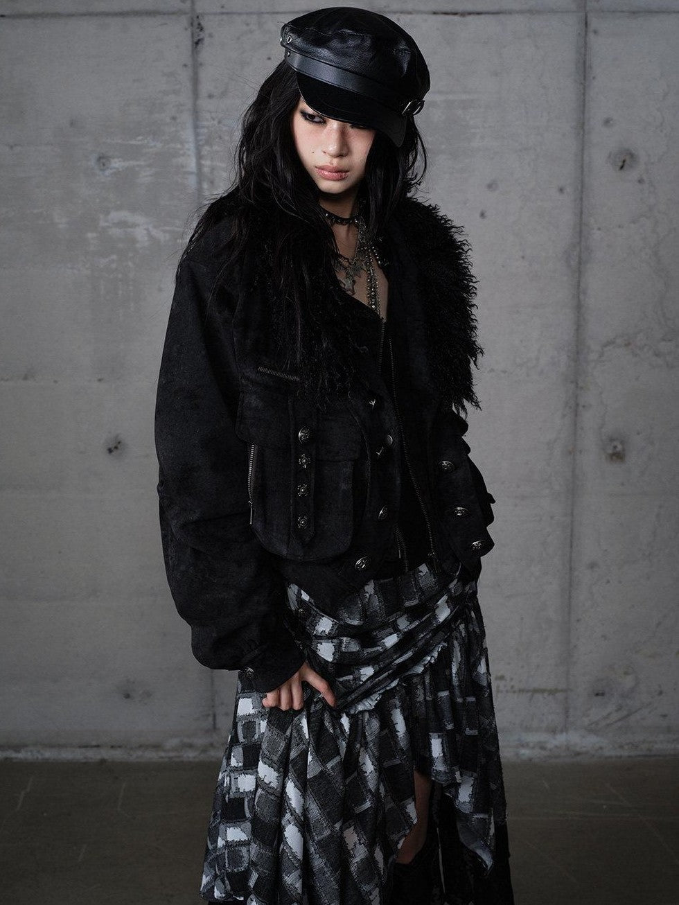 NO ROMANCE Dark Punk Court Knight Heavywork Functional Layered Women'S Suede Utility Jackets