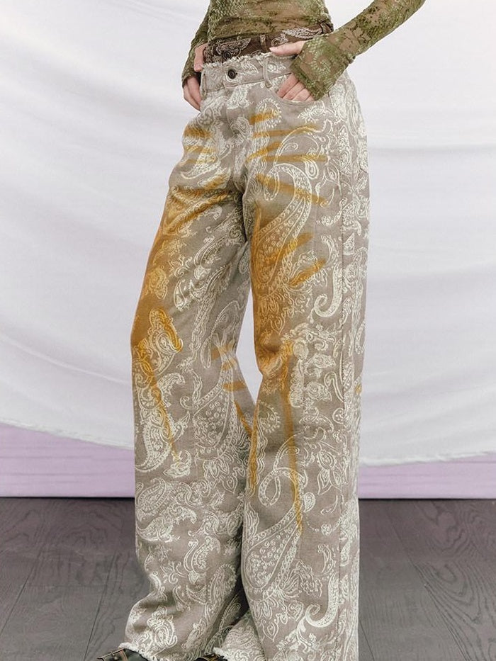 OfAkiva High Waist Vintage Washed Cotton Pockets Zipper Fly Casual Women Wide Leg Jeans