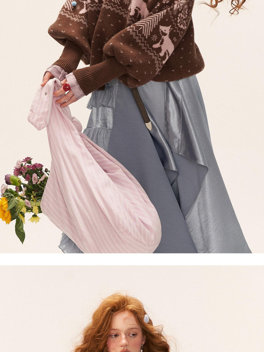 MAMC Cute Animal V-neck Loose Fit Commuter Pullover For Women Knitwear Sweaters
