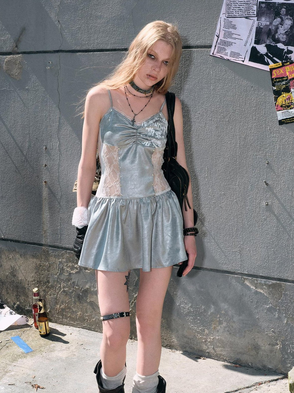 Cest Nous Sexy Spaghetti Strap Sleeveless Party Mint Blue Polyester Minidresses